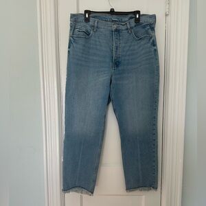 Old Navy Light Blue Women’s Extra High-Rise Straight Leg Jeans Size 16 Frayed